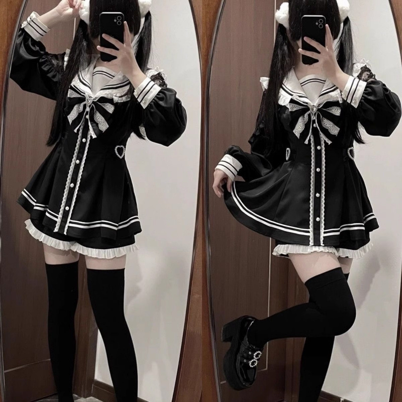 Jirai Kei Sailor Black Dress L - Slim Fit Suit Set 评论和价格