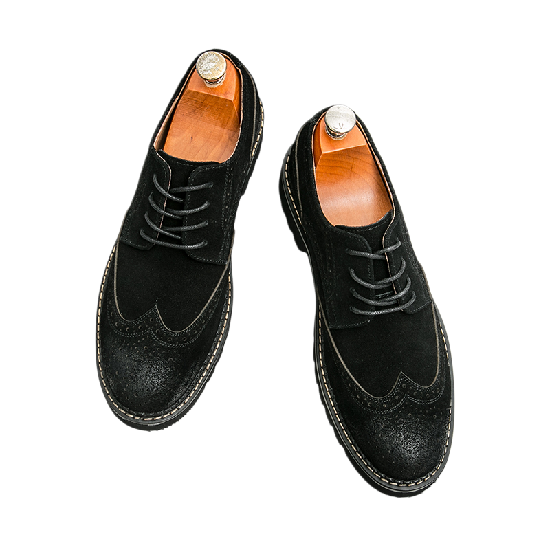 Men's Brown Suede Brogue Oxfor - Large Men Formal Wear 评论和价格