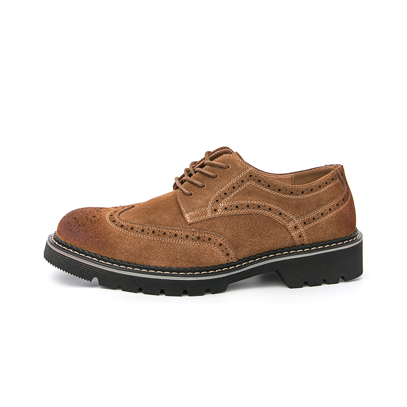 Men's Brown Suede Brogue Oxfor - Large Men Formal Wear 评论和价格