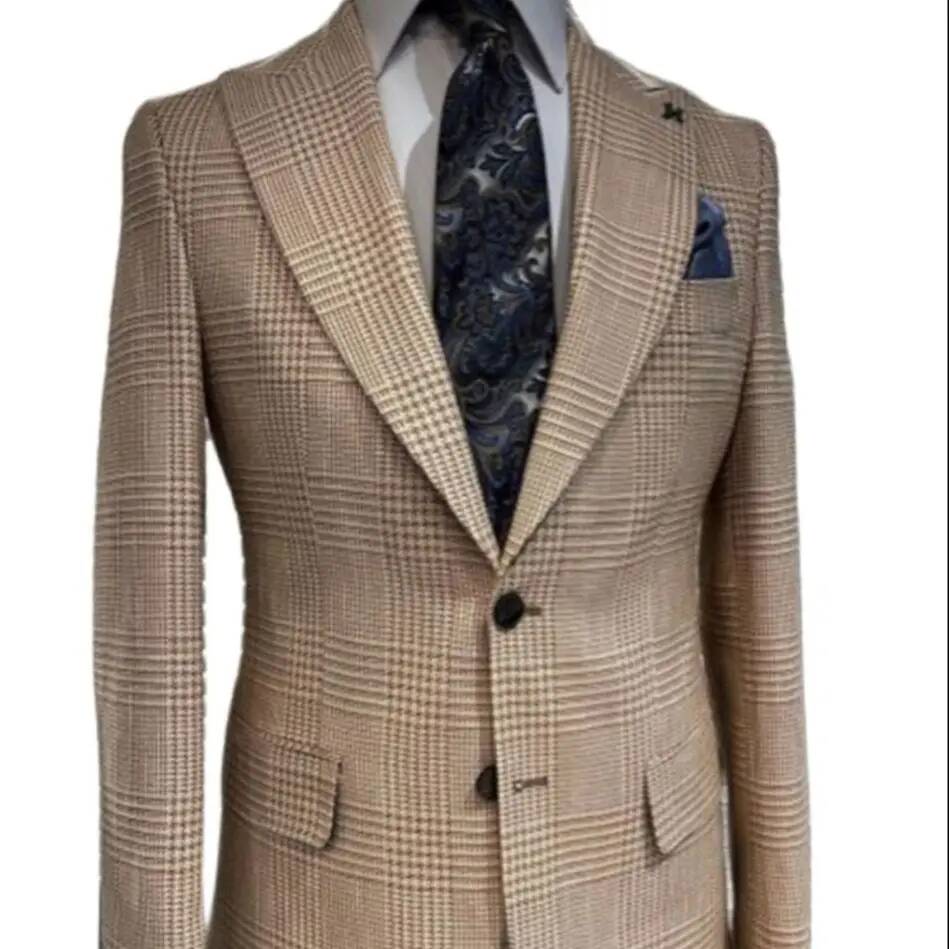 Khaki 2 Pieces Suit Houndstoot - Khaki Formal Wear Men 评论和价格