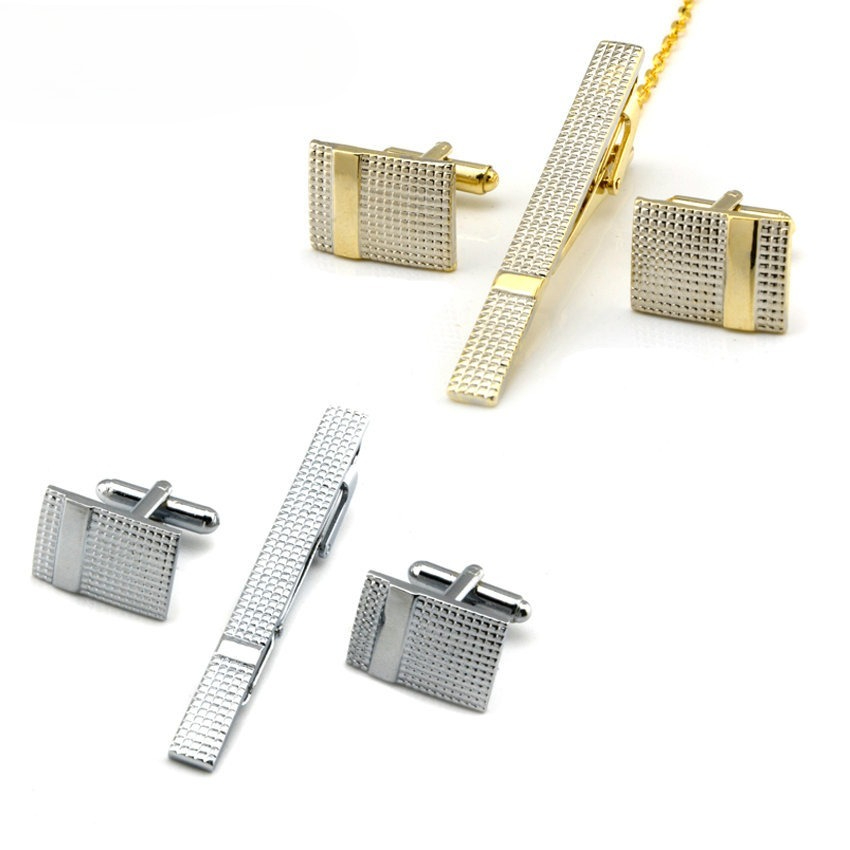 A Set Men's Tie Clip Cufflinks - Mens Formal Look 评论和价格