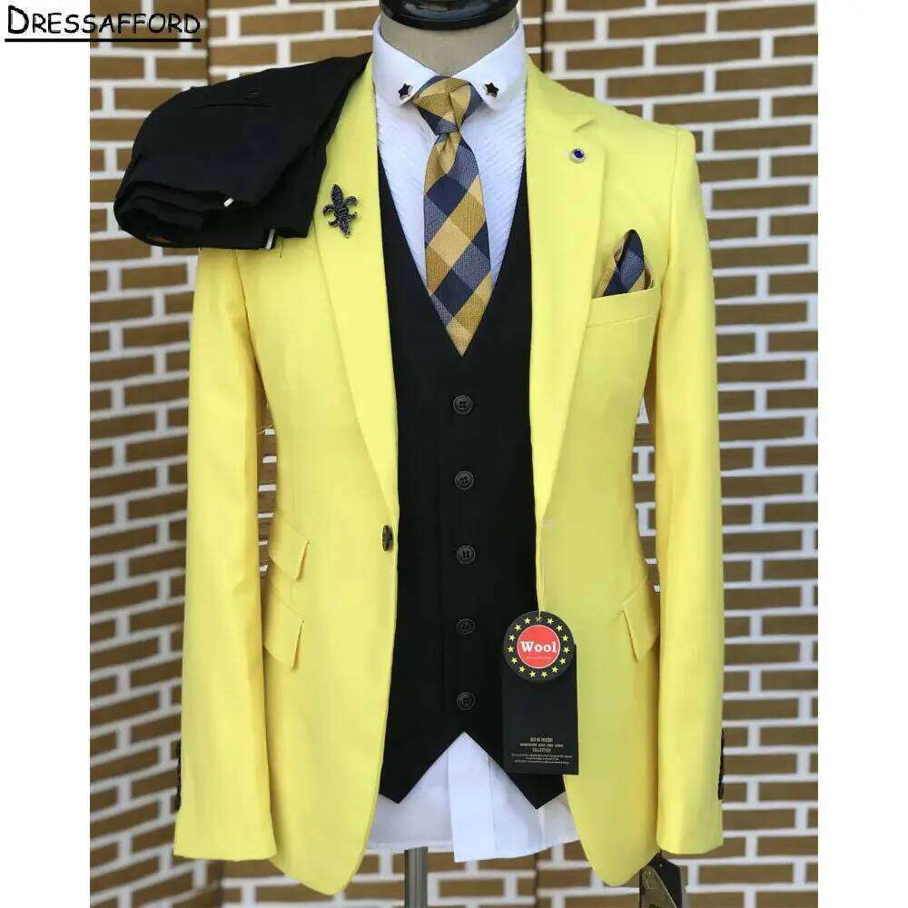 Yellow Elegant Men Business Fo - Formal Wear For Men Yellow 评论和价格