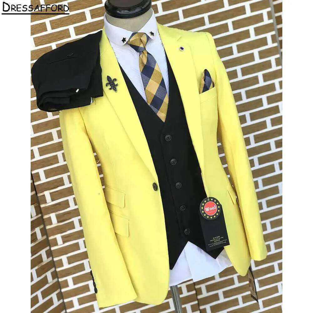 Yellow Elegant Men Business Fo - Formal Wear For Men Yellow 评论和价格
